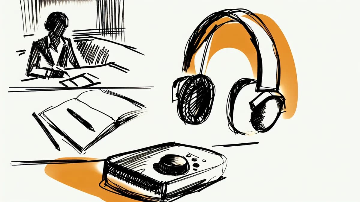 Noise Cancelling Kopfhörer zum Arbeiten: Over-Ear Kopfhörer auf einem minimalistischen Schreibtisch